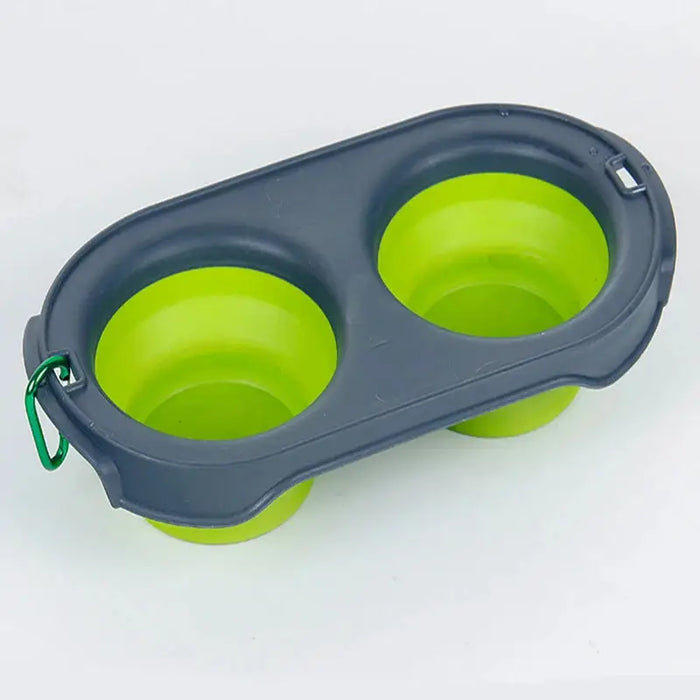 Portable Pet Travel Retractable Dog Food Double Bowl