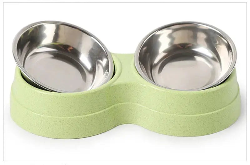 Double Pet Food Bowl Stainless Steel Drinkware