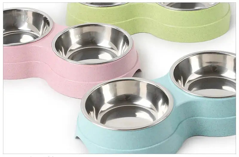 Double Pet Food Bowl Stainless Steel Drinkware