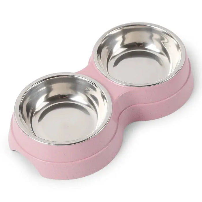 Double Pet Food Bowl Stainless Steel Drinkware