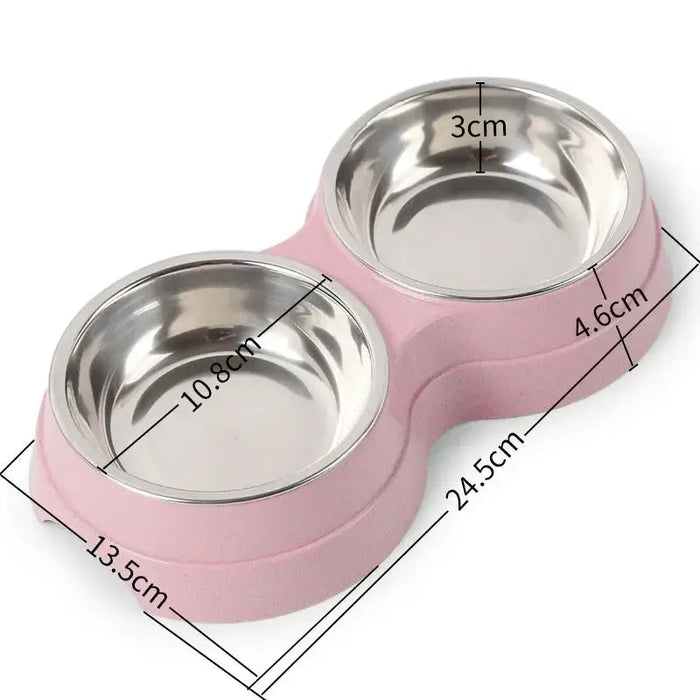 Double Pet Food Bowl Stainless Steel Drinkware