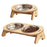 Single/Double Cat Stainless Steel Food Bowls Wooden