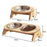 Single/Double Cat Stainless Steel Food Bowls Wooden