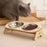 Single/Double Cat Stainless Steel Food Bowls Wooden